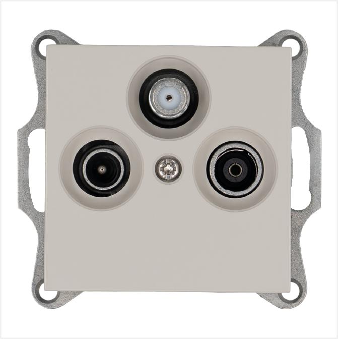 Розетка телевизионная оконечная TV + FM + SAT 3-м Ф9.5мм механизм тауп Jasmart G6206T