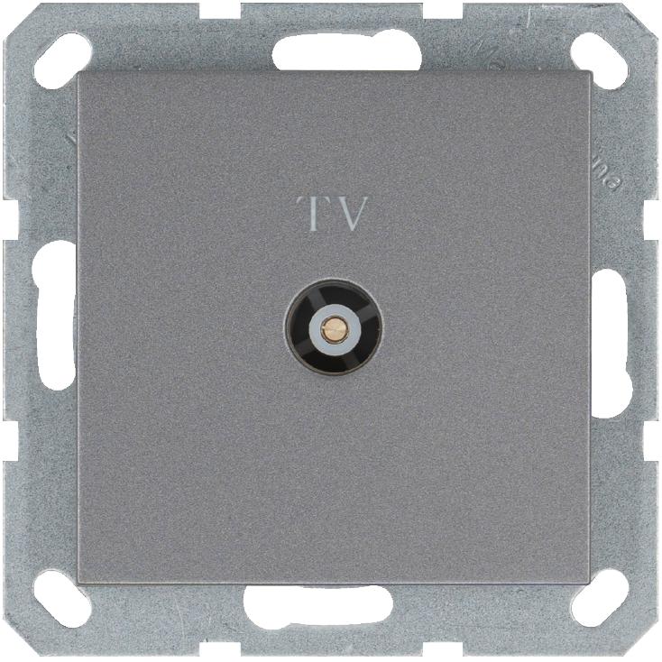 Розетка телевизионная проходная TV Ф9.5мм механизм алюм. Jasmart G6002S