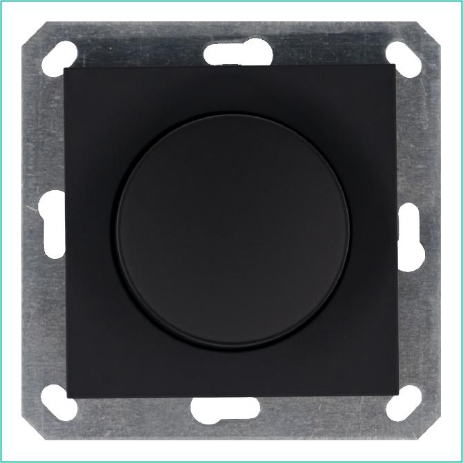 Светорегулятор поворотно-нажимной (диммер) LED 30-400Вт 1gang 2way механизм черн. матов. soft touch Jasmart G4012PB