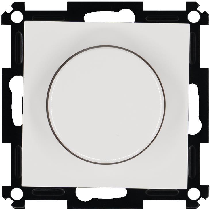 Светорегулятор поворотно-нажимной универс. (диммер) 3-500Вт LED 3-250Вт HV - 500Вт механизм бел. Jasmart G4012W-500RV