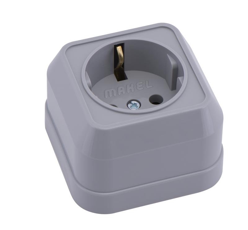 Розетка ОП IP20 с заземл. сер. Makel 45008