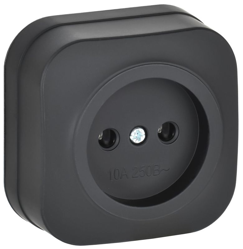 Розетка ОП GLORY РС20-2-ХЧм 10А без заземл. без защ. шторок черн. матов. IEK ERH10-K02M-10
