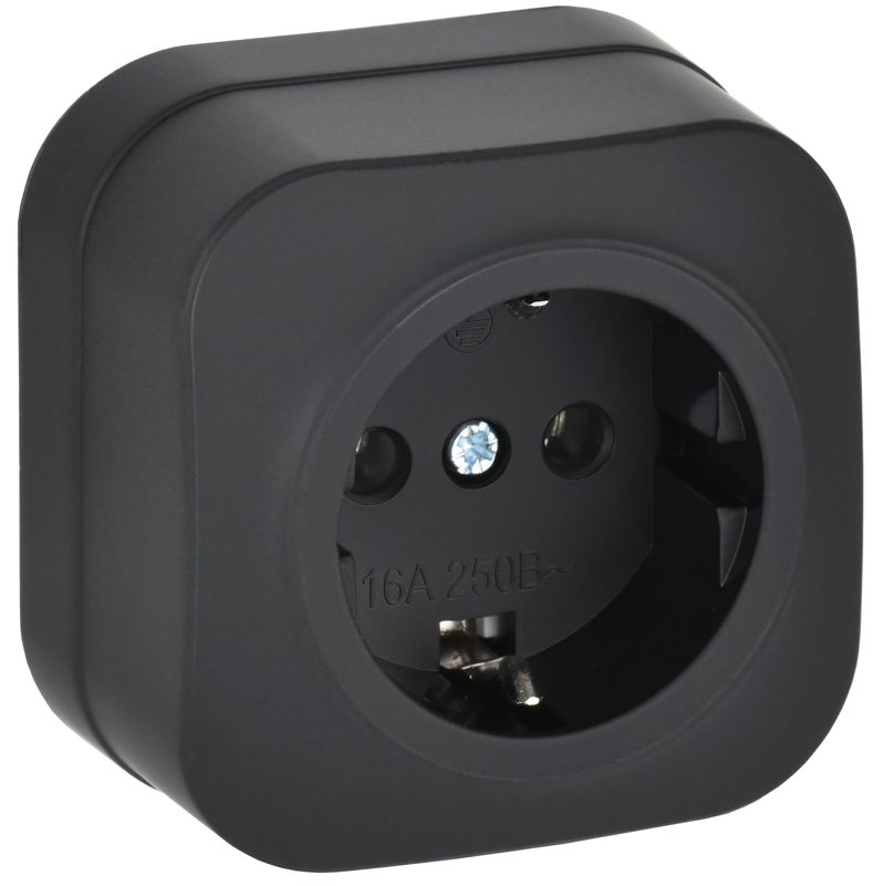 Розетка ОП GLORY РС20-3-ХЧм 16А с заземл. без защ. шторок черн. матов. IEK ERH11-K02M-16