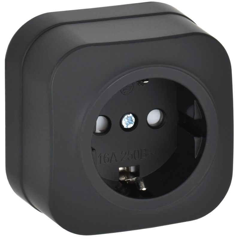 Розетка ОП GLORY РСш20-3-ХЧм 16А с заземл. защ. шторки черн. матов. IEK ERH14-K02M-16