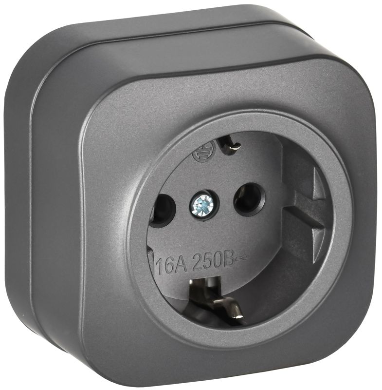 Розетка ОП GLORY РС20-3-ХСм 16А с заземл. без защ. шторок сталь матов. IEK ERH11-K46M-16