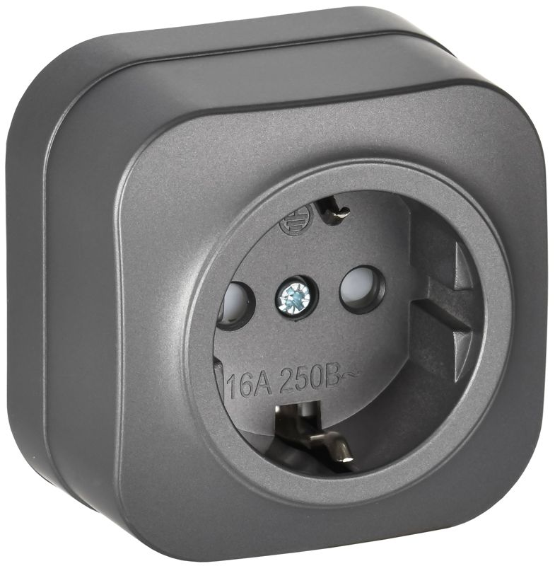 Розетка ОП GLORY РСш20-3-ХСм 16А с заземл. защ. шторки сталь матов. IEK ERH14-K46M-16