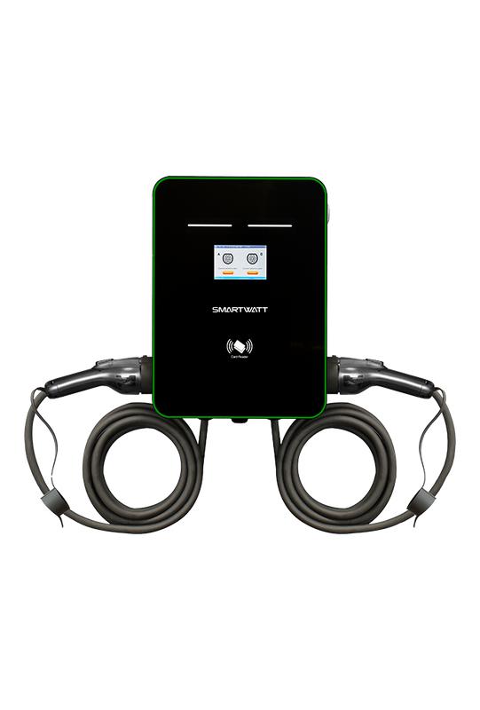 Станция зарядная для электромобилей EVC 44кВт OCPP 1.6J 3ф 380В два поста по 22кВт 32А переменный ток кабели по 5м коннекторы GBT и Type2 IP54 коммерческая SmartWatt 4512020470019