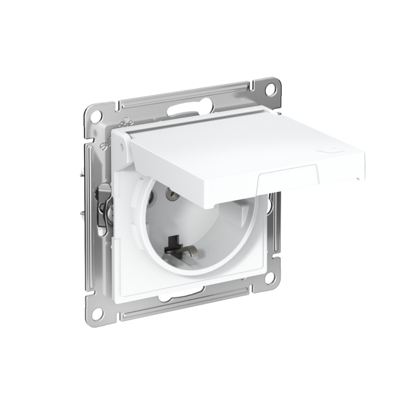 Розетка AtlasDesign 16А IP20 с заземл. защ. шторки с крышкой быстрозажим. клем. механизм бел. SE ATN000146S