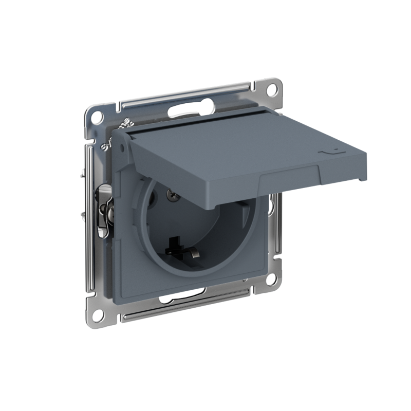 Розетка AtlasDesign 16А IP20 с заземл. защ. шторки с крышкой быстрозажим. клем. механизм грифель SE ATN000746S