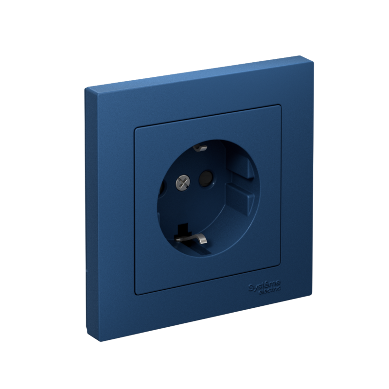 Розетка AtlasDesign 16А с заземл. защ. шторки быстрозажим. клем. в сборе аквамарин SE ATN001144S