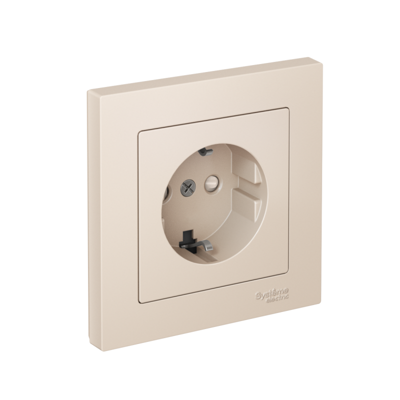 Розетка AtlasDesign 16А с заземл. защ. шторки быстрозажим. клем. в сборе беж. SE ATN000244S