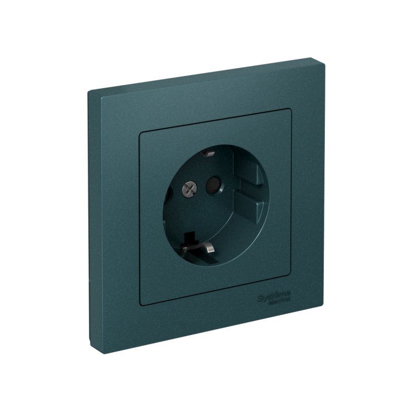 Розетка AtlasDesign 16А с заземл. защ. шторки быстрозажим. клем. в сборе изумруд SE ATN000844S
