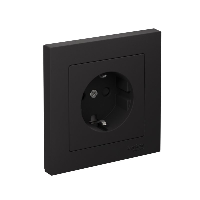 Розетка AtlasDesign 16А с заземл. защ. шторки быстрозажим. клем. в сборе карбон SE ATN001044S