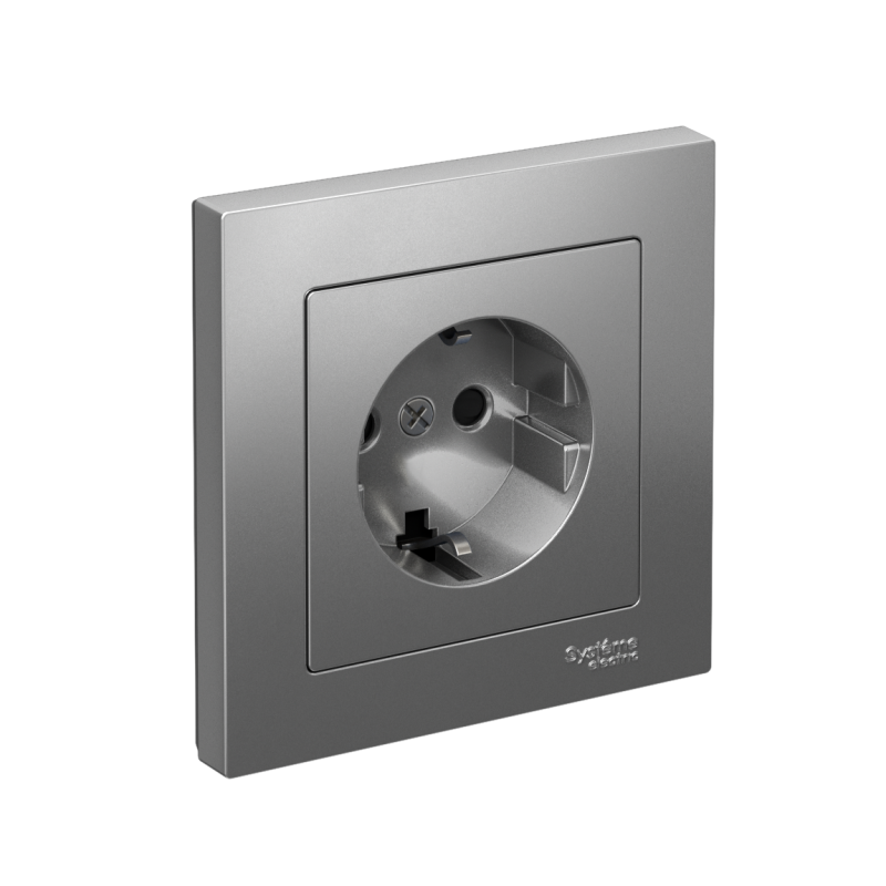 Розетка AtlasDesign 16А с заземл. защ. шторки быстрозажим. клем. в сборе сталь SE ATN000944S