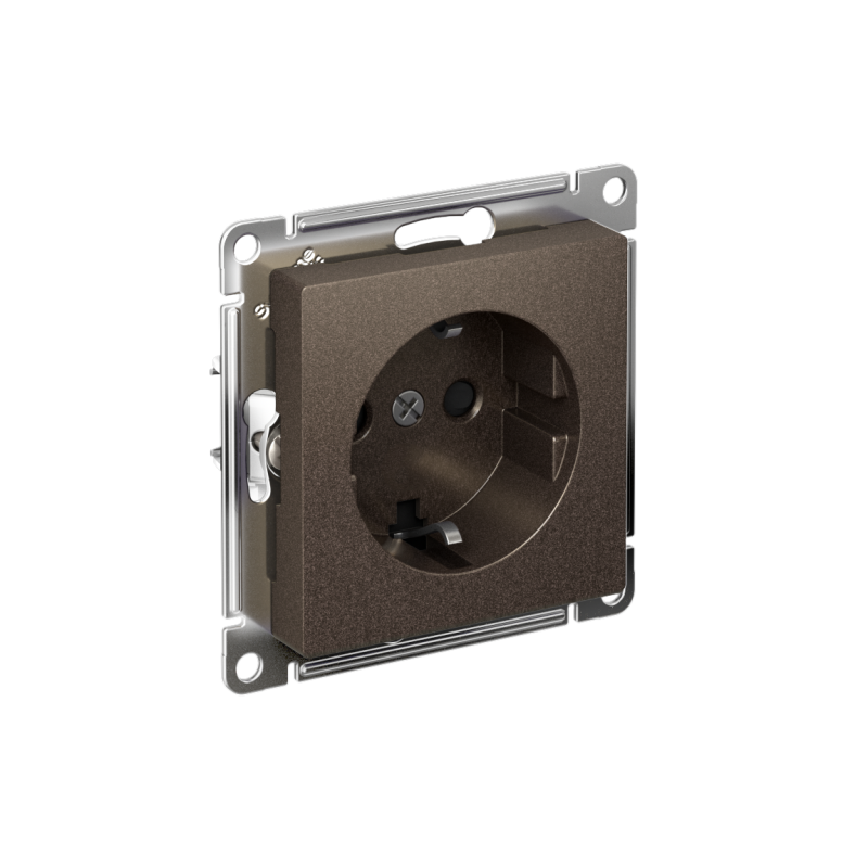Розетка AtlasDesign 16А с заземл. защ. шторки быстрозажим. клем. механизм мокко SE ATN000645S