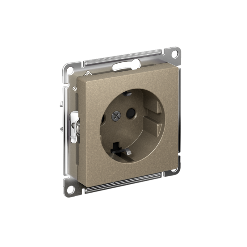 Розетка AtlasDesign 16А с заземл. защ. шторки быстрозажим. клем. механизм шампань SE ATN000545S