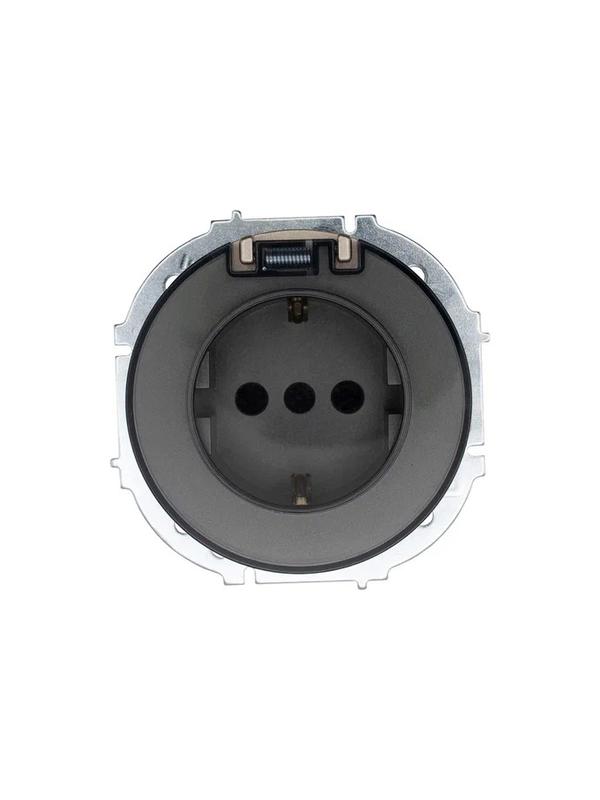 Розетка 1-м СП OSEN IP44 с заземл. с крышкой ПБТ механизм титан LEZARD 743-3788-123BIPCH