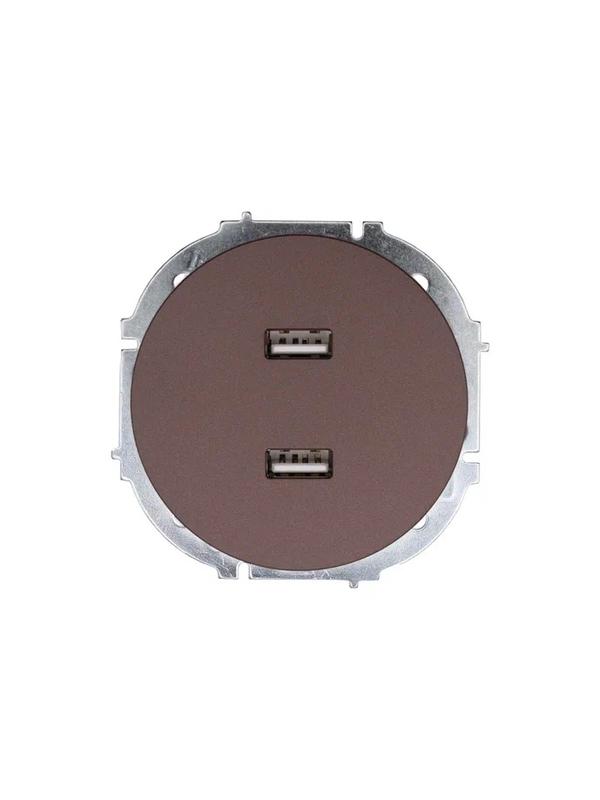Розетка 2-м СП OSEN USB разъем механизм шоколад LEZARD 743-7388-192
