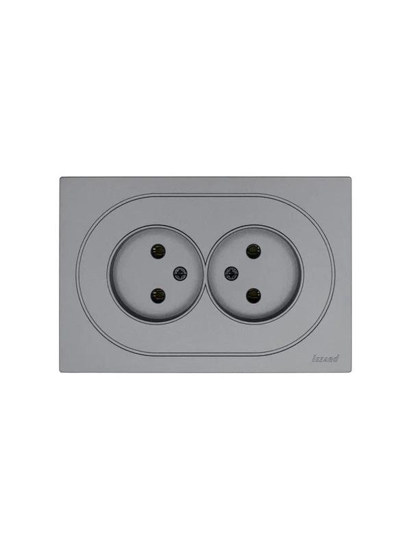 Розетка 2-м СП OSEN без заземл. ПБТ механизм сер. матов. LEZARD 743-7400-128B
