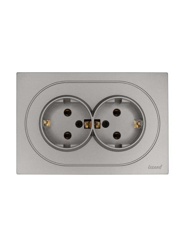 Розетка 2-м СП OSEN с заземл. ПБТ механизм сер. матов. LEZARD 743-7400-127B