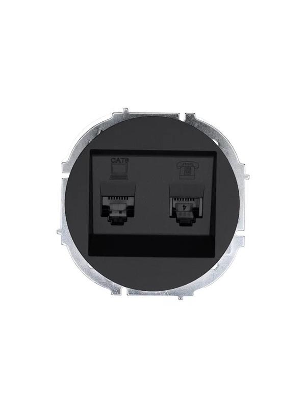 Розетка компьютерная + телефонная OSEN RJ45 кат.6 + RJ11 с модулем механизм черн. бархат LEZARD 743-4288-144