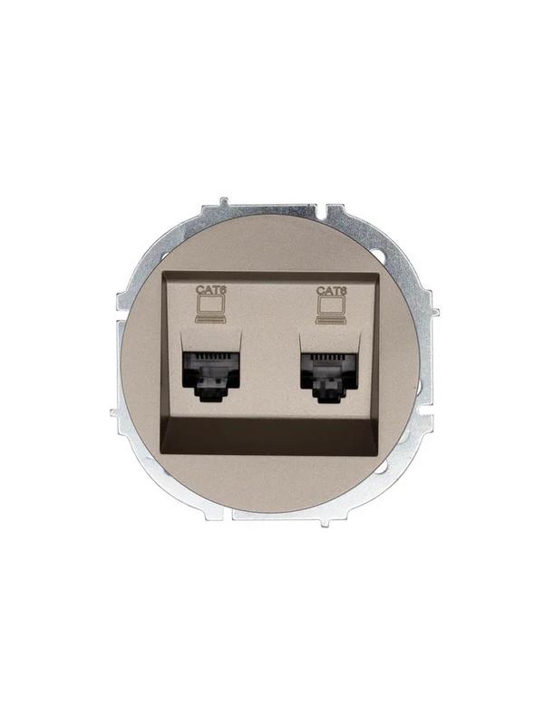 Розетка компьютерная 2-м СП OSEN кат.6 с модулем механизм титан LEZARD 743-3788-142