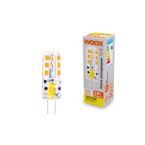 Лампа светодиодная 3Вт 3000К G4 WOLTA WSTD-JC-12V3W3KG4-S