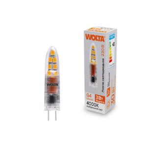Лампа светодиодная 3Вт 4000К G4 WOLTA WSTD-JC-220V3W4KG4-P