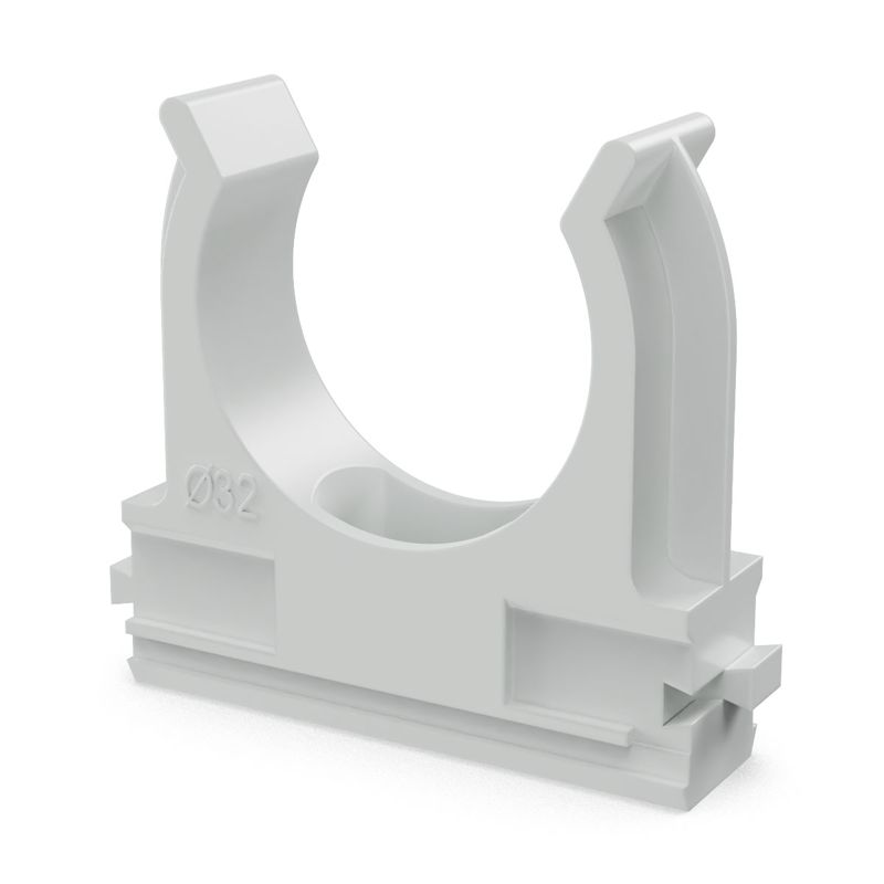 Держатель для труб (клипса) d32мм АБС-пластик в п/э (уп.25шт) Промрукав PR13.02632