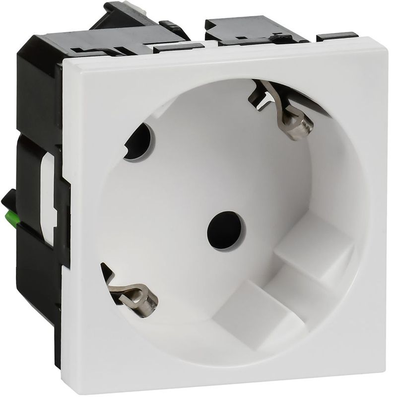 Розетка 2мод. 16А 250В 45град. с заземл. защ. шторки безвинт. зажимы бел. ИЭК Leg 4521059