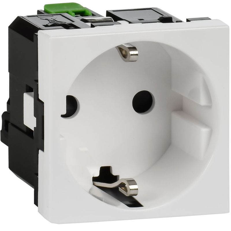 Розетка 2мод. 16А 250В 90град. с заземл. защ. шторки безвинт. зажимы бел. ИЭК Leg 4521055
