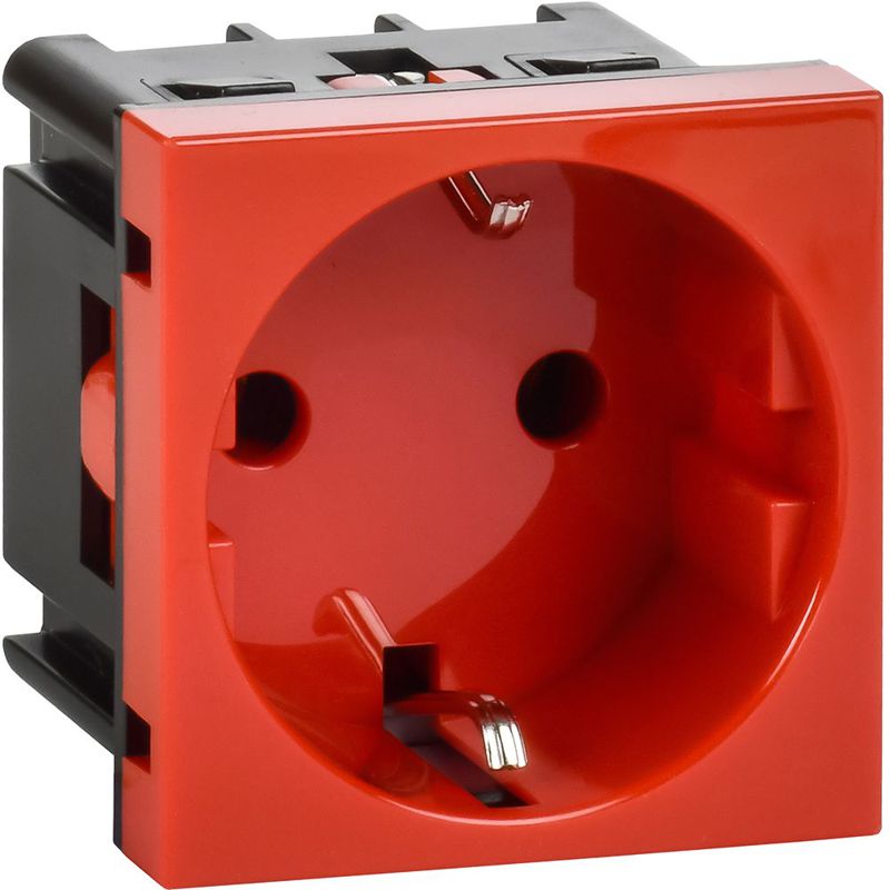 Розетка 2мод. 16А 250В 90град. с заземл. без защ. шторок винт. зажимы красн. ИЭК Leg 4525046