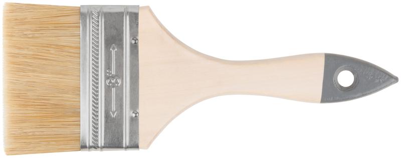 Кисть флейцевая "Лайт" 3дюйм (75мм) натур. свет. щетина деревянная ручка КУРС 00807