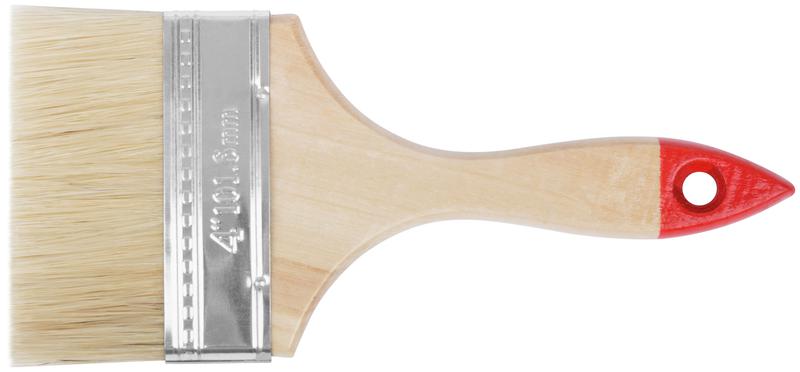 Кисть флейцевая "Оптима" 4дюйм (100мм) натур. свет. щетина деревянная ручка КУРС 00818