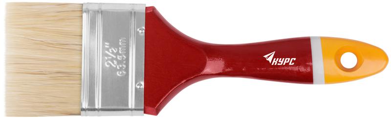 Кисть флейцевая "Мастер" 2.5дюйм (63мм) натур. щетина деревянная ручка КУРС 00836