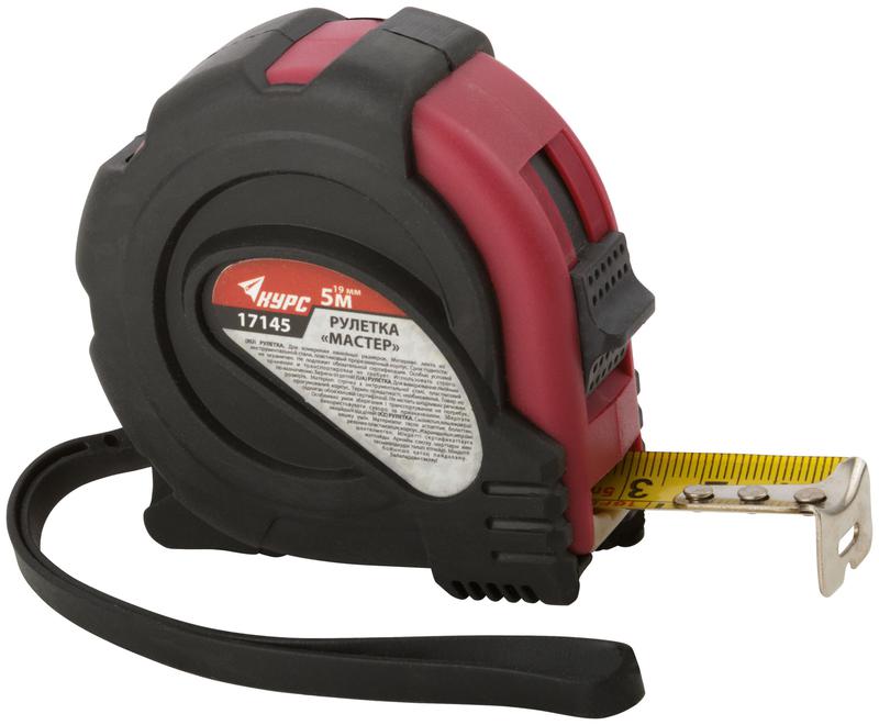 Рулетка Мастер 5мх19мм прорезиненный корпус КУРС 17145