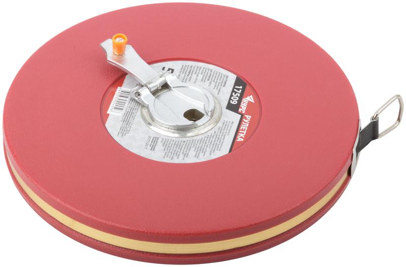 Рулетка 50м фибергласовая лента корпус пластик. красн. КУРС 17509