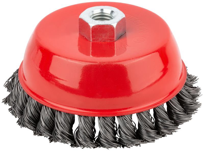 Корщетка чашечная гайка М14 стальная витая проволока 125мм КУРС 39044