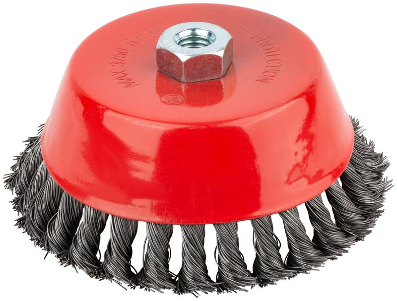 Корщетка чашечная гайка М14 стальная витая проволока 150мм КУРС 39045