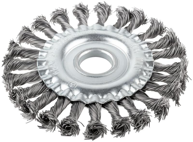 Корщетка-колесо d посадочный 22.2мм стальная витая проволока 125мм блистер КУРС 39078