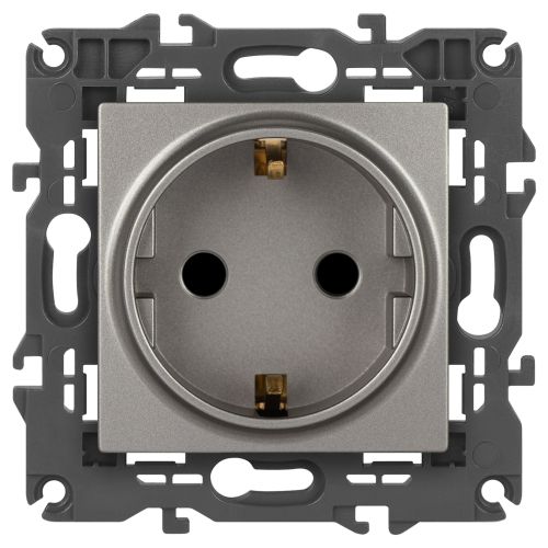 Розетка Elegance 14-2102-16 16А 250В 2P+E Schuko защ. шторки титан Эра Б0065806