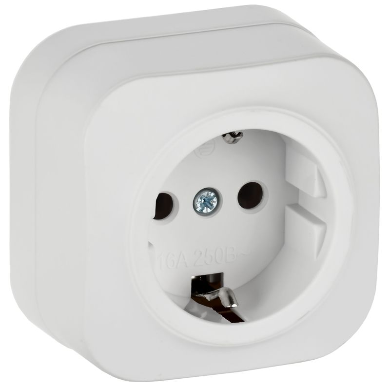 Розетка ОП GLORY РС20-3-ХБм 16А с заземл. без защ. шторок бел. матов. IEK ERH11-K01M-16