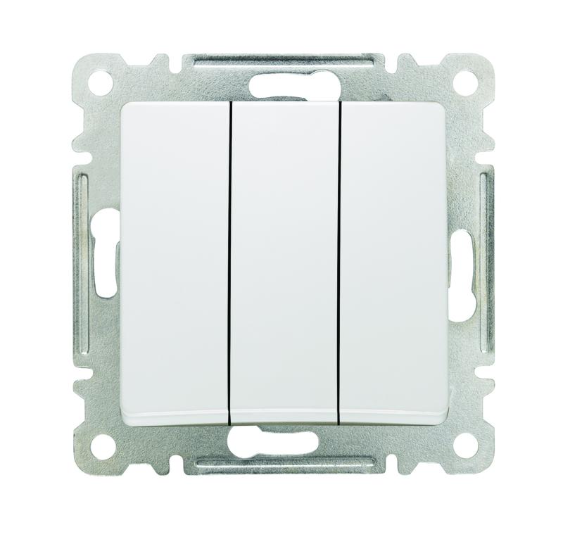 Выключатель 3-кл. СП Lillium IP20 механизм бел. Makel 30001091