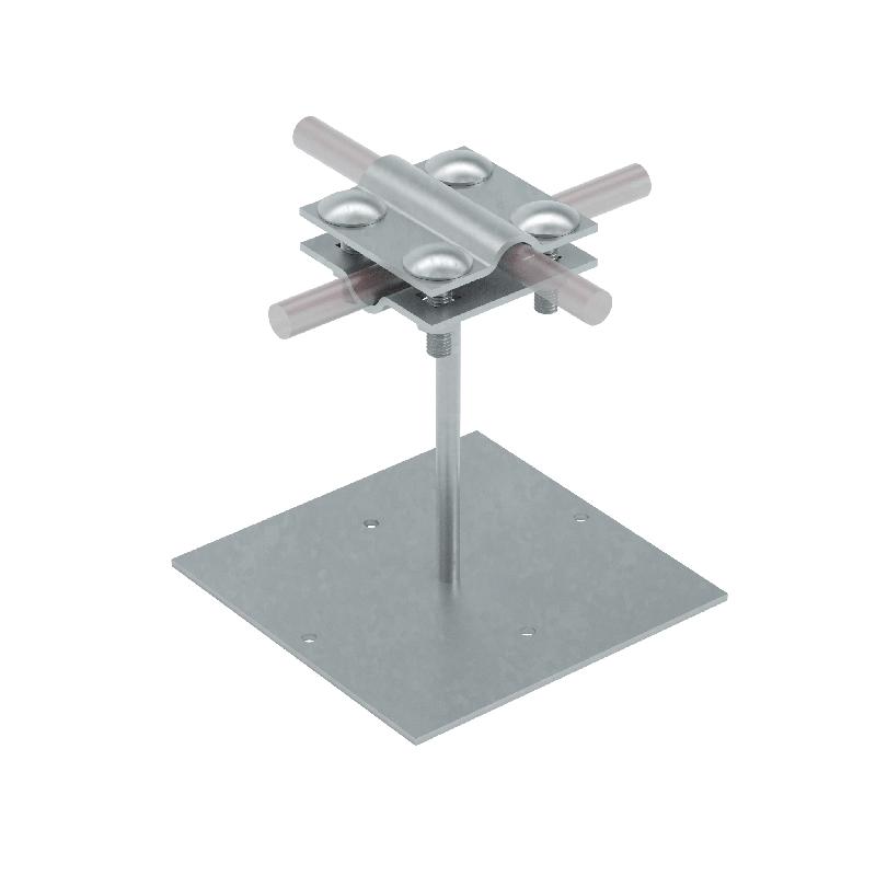 Держатель приклеиваемый с крестообразным соединителем для прутка 5-12мм и полосы до 20мм H150мм CU КМ MA0498