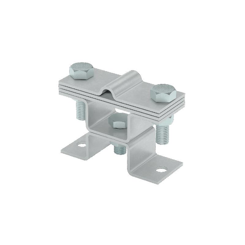 Держатель универсальный на мостовой опоре двойной для прутка 5-8мм и полосы до 40мм с 3 пластинами TD КМ MA0543