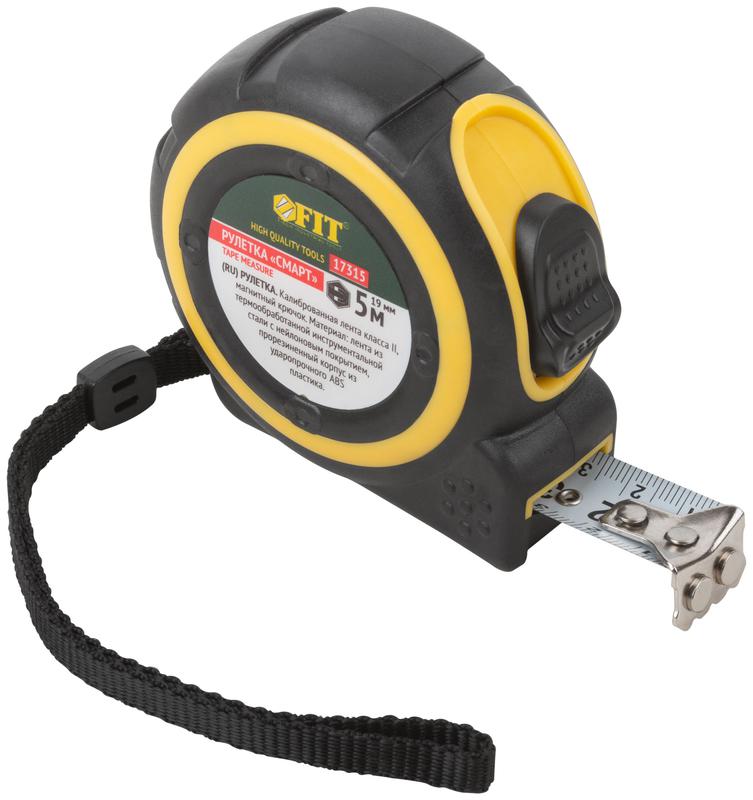 Рулетка Смарт 5мх19мм калибр. лента; нейлон. покрытие; магн. крючок; прорезиненный корпус FIT 17315