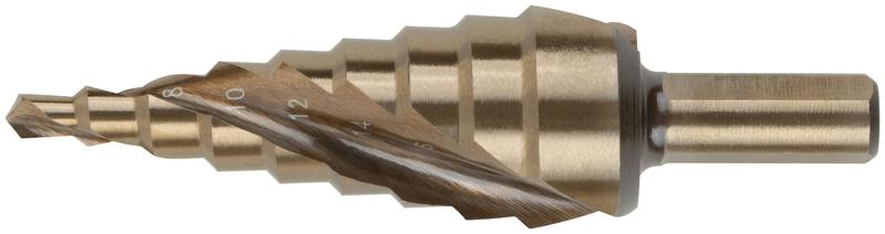 Сверло ступенчатое по металлу HSS Co5% (Р6М5К5) 9 ступеней 4-20мм спиральный профиль FIT 36386