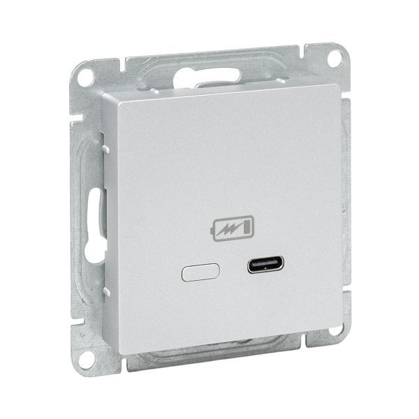 Розетка СП Эпика USB-С быстрая механизм алюм. EKF UP1-SOA-USBCF