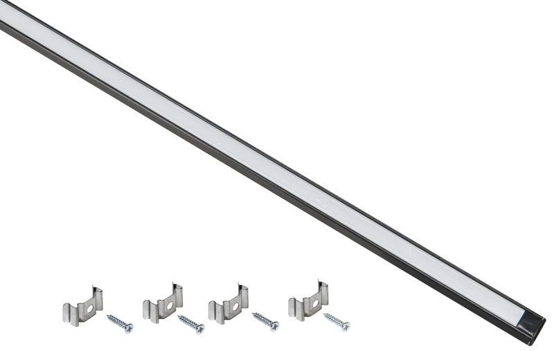 Профиль для LED ленты 1607 прямоугольный компл. аксессуаров алюм. опал черн. (дл.2м) IEK LSADD1607-SET1-2-N1-1-K02