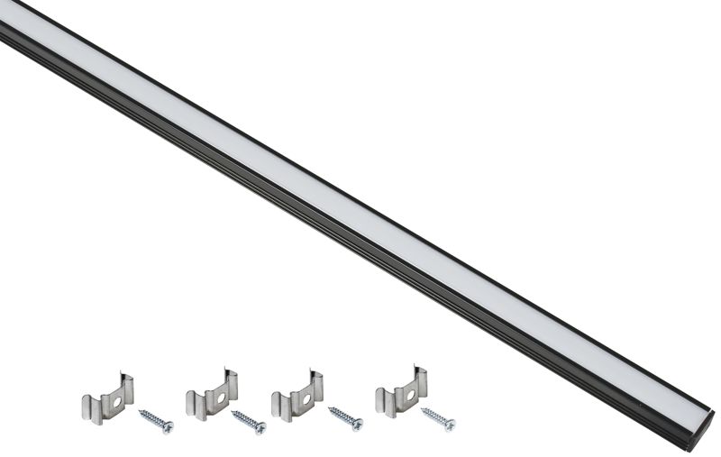 Профиль прямоугольный для светодиод. ленты 1712 L2000 комплект аксессуаров опал алюм. черн. IEK LSADD1712-SET1-2-N1-1-K02